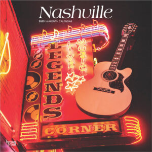 Nashville | 2025 12 x 24 Inch Monthly Square Wall Calendar | Plastic-Free | BrownTrout | Travel American Cities Tennessee
