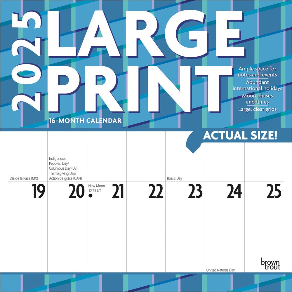 Large Print | 2025 12 x 24 Inch Monthly Square Wall Calendar | Matte Paper | Plastic-Free | BrownTrout | Easy to See Large Font