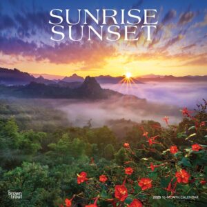 Sunrise Sunset | 2025 12 x 24 Inch Monthly Square Wall Calendar | Plastic-Free | BrownTrout | Nature Photography Science