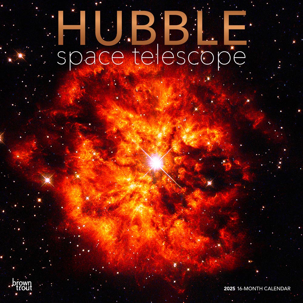 Hubble Space Telescope | 2025 12 x 24 Inch Monthly Square Wall Calendar | Foil Stamped Cover | Plastic-Free | BrownTrout | Science Astronomy Technology