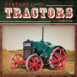 Vintage Tractors | 2025 12 x 24 Inch Monthly Square Wall Calendar | Plastic-Free | BrownTrout | Farm Rural Country
