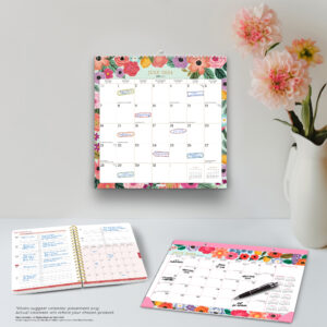 Bonnie Marcus 2025 18 Months Bundle | Desk Pad, Desk Planner, and Square Wire-O Calendar | July 2024 - December 2025 | Plato | Fashion Designer Stationery