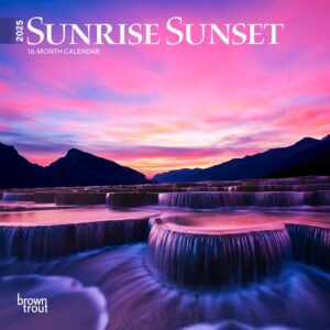 Sunrise Sunset | 2025 7 x 14 Inch Monthly Mini Wall Calendar | BrownTrout | Nature Photography Science