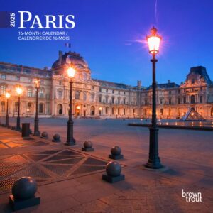 Paris | 2025 7 x 14 Inch Monthly Mini Wall Calendar | English/French Bilingual | BrownTrout | Scenic Travel Europe France