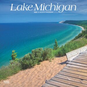 Lake Michigan | 2025 12 x 24 Inch Monthly Square Wall Calendar | Plastic-Free | BrownTrout | USA United States of America Travel Scenic Great Lakes