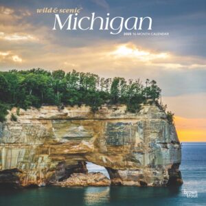 Michigan Wild & Scenic | 2025 12 x 24 Inch Monthly Square Wall Calendar | Plastic-Free | BrownTrout | USA United States of America Midwest State