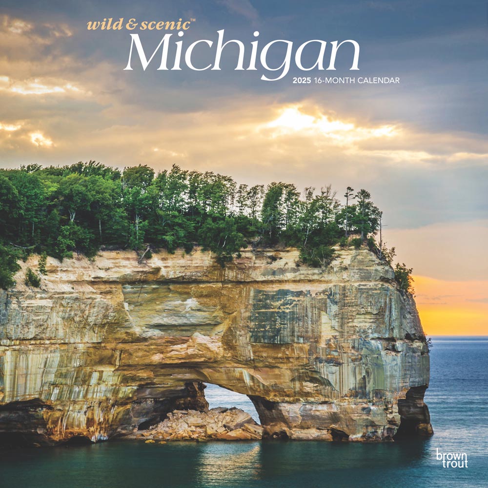 Michigan Wild & Scenic | 2025 12 x 24 Inch Monthly Square Wall Calendar | Plastic-Free | BrownTrout | USA United States of America Midwest State