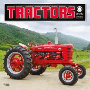 Tractors | 2025 12 x 24 Inch Monthly Square Wall Calendar | Plastic-Free | BrownTrout | Farm Rural Country