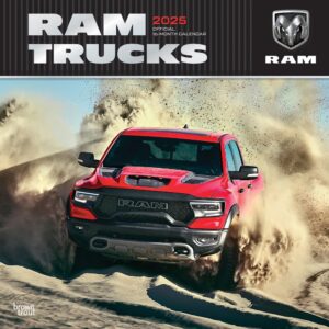 Ram Trucks OFFICIAL | 2025 12 x 24 Inch Monthly Square Wall Calendar | Foil Stamped Cover | Plastic-Free | BrownTrout | American Cars Stellantis