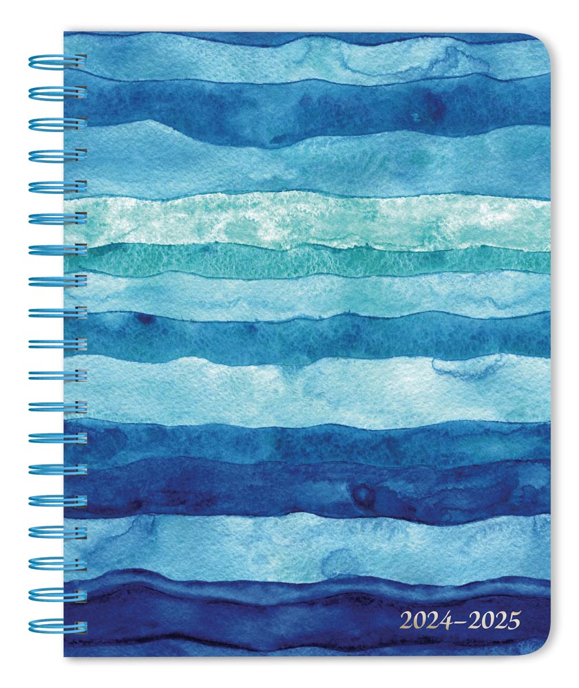 Seaside Currents | 2025 6 x 7.75 Inch 18 Months Weekly Desk Planner | Foil Stamped Cover | July 2024 - December 2025 | Plato | Planning Stationery