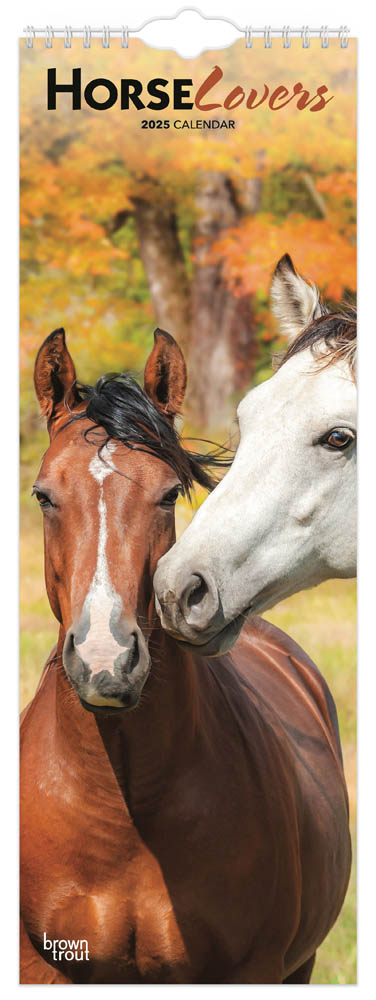 Horse Lovers | 2025 5.7 x 16.5 Inch Monthly Slimline Wall Calendar | BrownTrout | Animals Equestrian