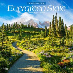 Evergreen State | Washington Places | 2025 12 x 24 Inch Monthly Square Wall Calendar | Plastic-Free | BrownTrout | USA United States of America Pacific West Coast State Nature