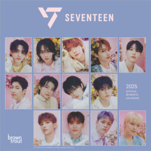 Seventeen OFFICIAL | 2025 7 x 14 Inch Monthly Mini Wall Calendar | Plastic-Free | BrownTrout | K-Pop SVT Music Boy Band