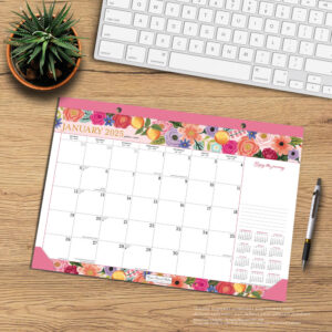 Bonnie Marcus OFFICIAL | 2025 17 x 12 Inch Monthly Desk Pad Calendar | BrownTrout | Fashion Designer Stationery