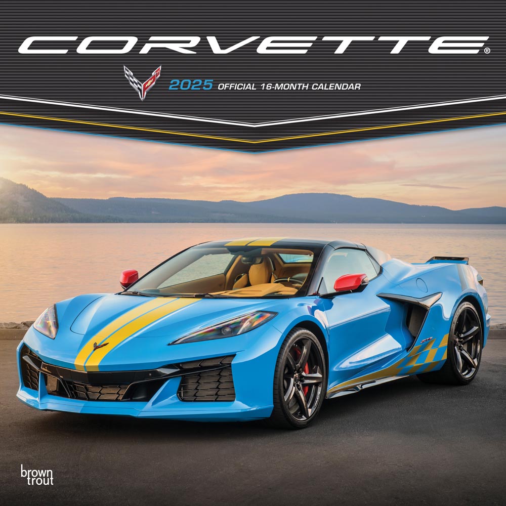 Corvette OFFICIAL | 2025 12 x 24 Inch Monthly Square Wall Calendar | Plastic-Free | BrownTrout | Chevrolet Motor Muscle Car