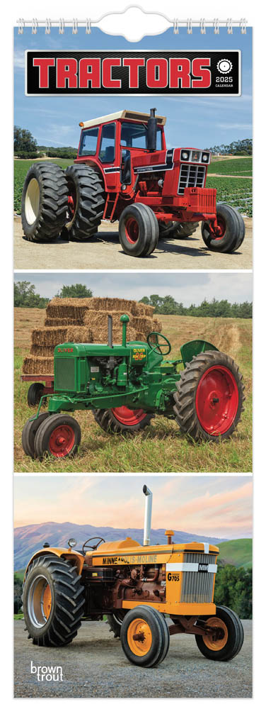 Tractors | 2025 5.7 X 16.5 Inch Monthly Slimline Wall Calendar | BrownTrout | Farm Rural Country