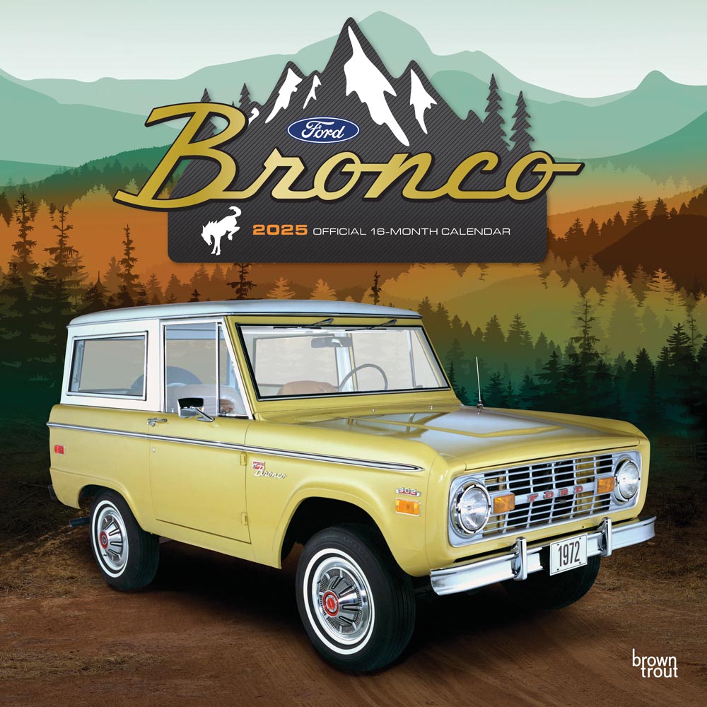 Ford Bronco OFFICIAL | 2025 12 x 24 Inch Monthly Square Wall Calendar | Plastic-Free | BrownTrout | Automotive Manufacturer SUV