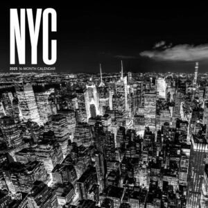 New York City Black & White | 2025 12 x 24 Inch Monthly Square Wall Calendar | Plastic-Free | BrownTrout | USA United States of America NYC State Northeast Atlantic