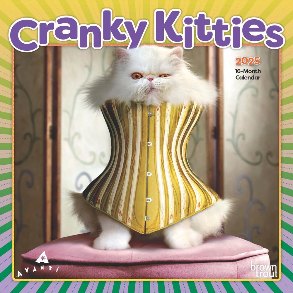 Avanti Cranky Kitties OFFICIAL | 2025 7 x 14 Inch Monthly Mini Wall Calendar | BrownTrout | Angry Cat Feline