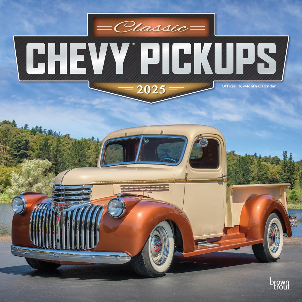 Classic Chevy Pickups OFFICIAL | 2025 12 x 24 Inch Monthly Square Wall Calendar | Foil Stamped Cover | Plastic-Free | BrownTrout | Chevrolet Motor Truck