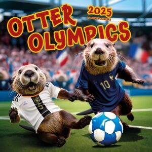 Otter Olympics | 2025 12 x 24 Inch (Hanging) Monthly Square Wall Calendar | Plastic-Free | BrownTrout | Animals Fun Humor