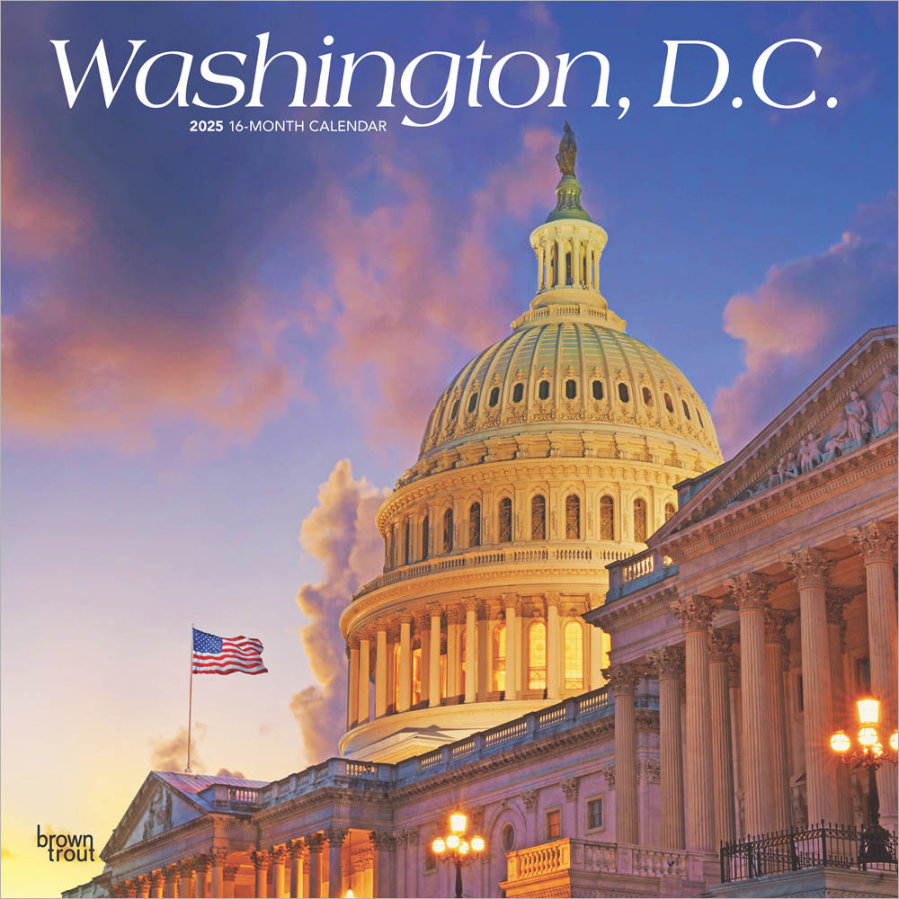 Washington D.C. | 2025 12 x 24 Inch Monthly Square Wall Calendar | Plastic-Free | BrownTrout | USA United States of America Capital Northeast City