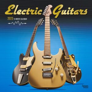 Electric Guitars | 2025 12 x 24 Inch Monthly Square Wall Calendar | Foil Stamped Cover | Plastic-Free | BrownTrout | Instrument Entertainment