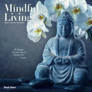 Mindful Living | 2025 12 x 24 Inch Monthly Square Wall Calendar | Plastic-Free | Brush Dance | Art Quotes Photography Inspiration