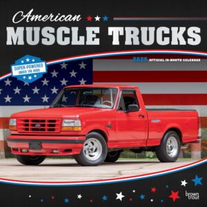 American Muscle Trucks OFFICIAL | 2025 12 x 24 Inch Monthly Square Wall Calendar | Foil Stamped Cover | Plastic-Free | BrownTrout | USA Motor Ford Chevrolet Dodge GMC