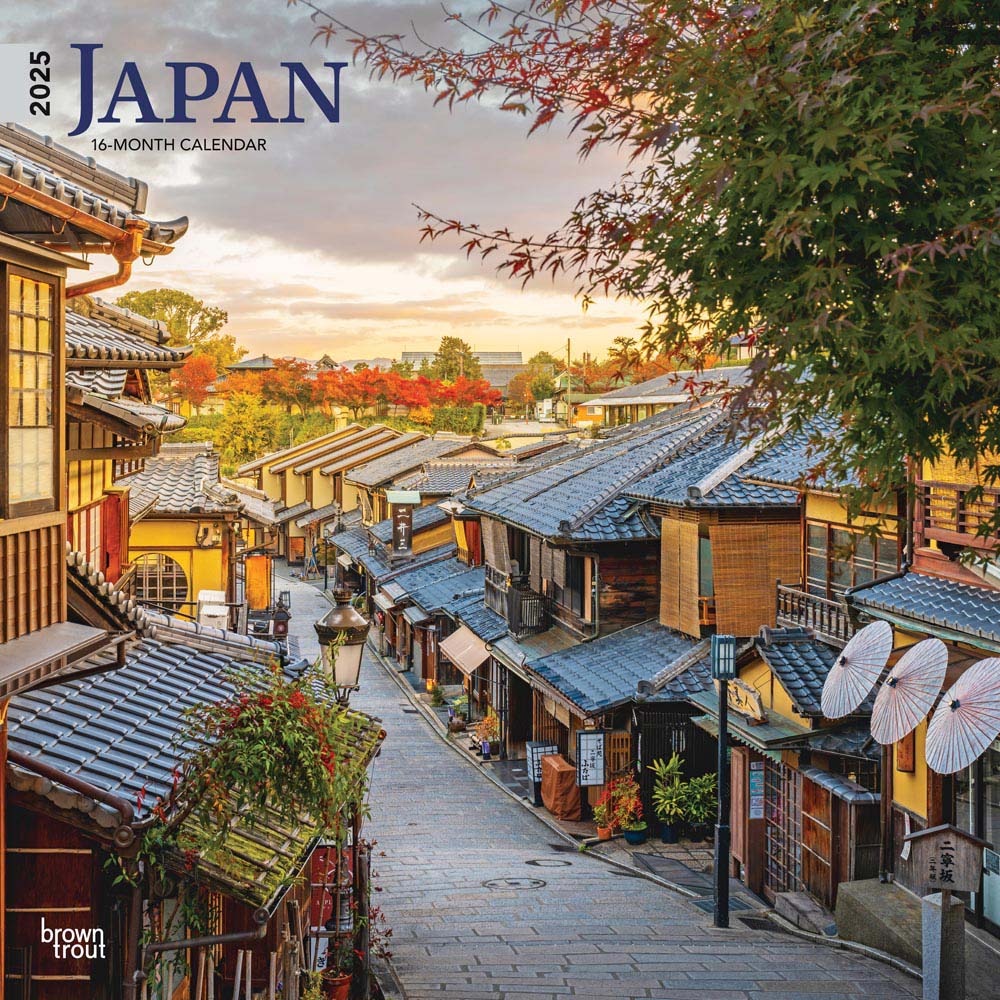 Japan | 2025 12 x 24 Inch Monthly Square Wall Calendar | Plastic-Free | BrownTrout | Scenic Travel Asia Cherry Blossoms Tokyo Kyoto Osaka