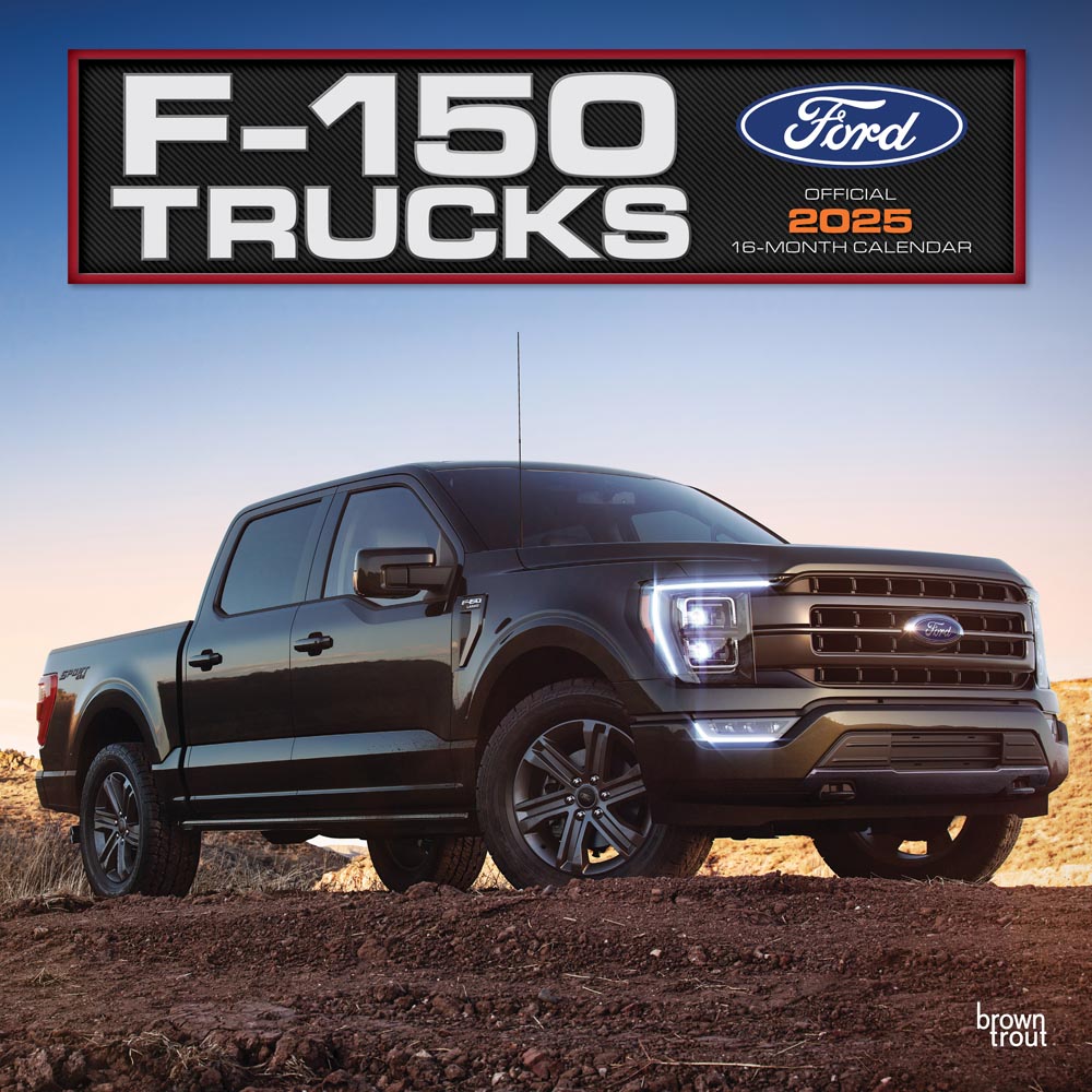 Ford F150 Trucks OFFICIAL | 2025 12 x 24 Inch Monthly Square Wall Calendar | Plastic-Free | BrownTrout | Automotive Manufacturer F-Series