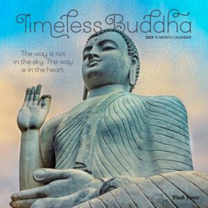 Timeless Buddha | 2025 12 x 24 Inch Monthly Square Wall Calendar | Plastic-Free | Brush Dance | Inspiration Thailand Peace