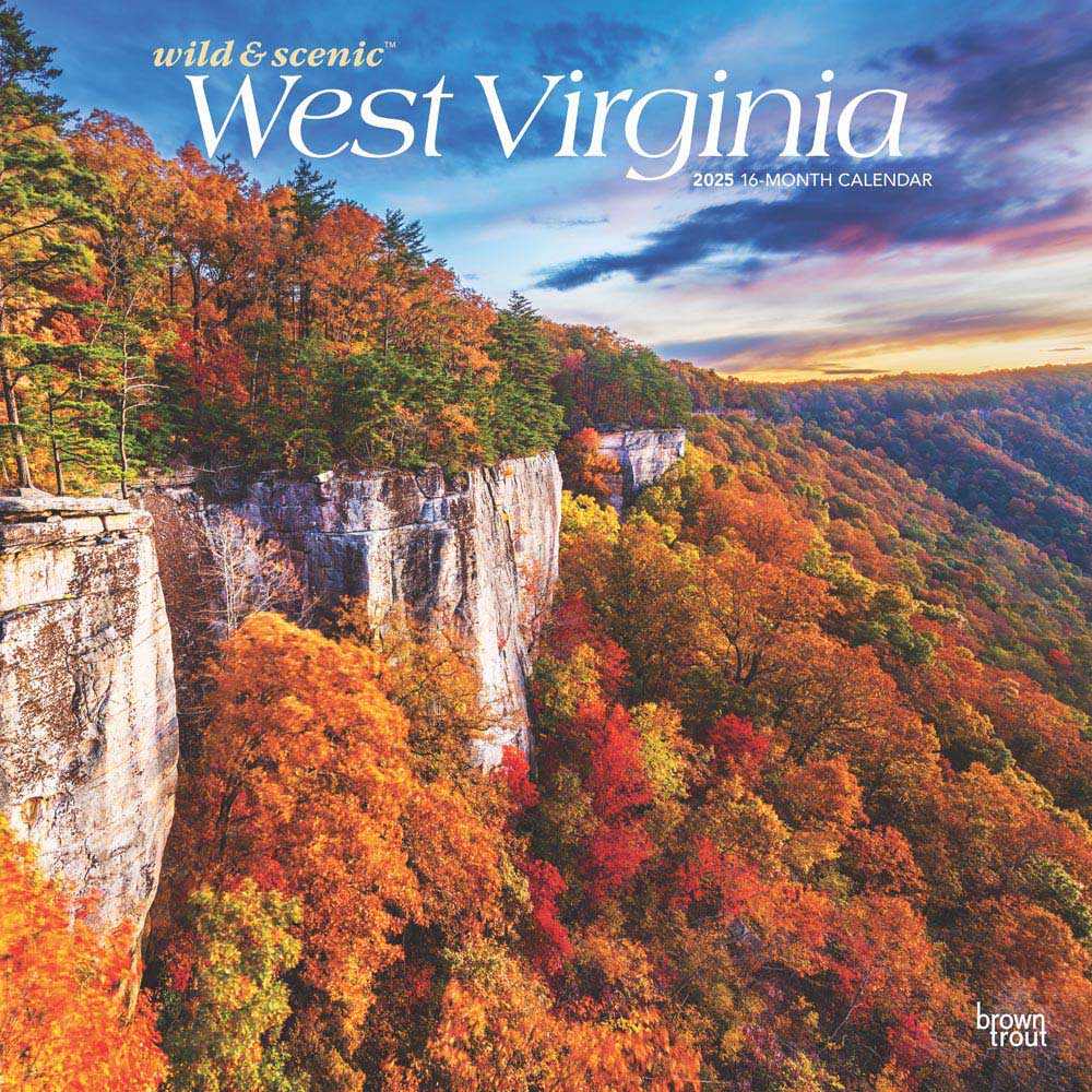 West Virginia Wild & Scenic | 2025 12 x 24 Inch Monthly Square Wall Calendar | Plastic-Free | BrownTrout | USA United States of America Southeast State Nature
