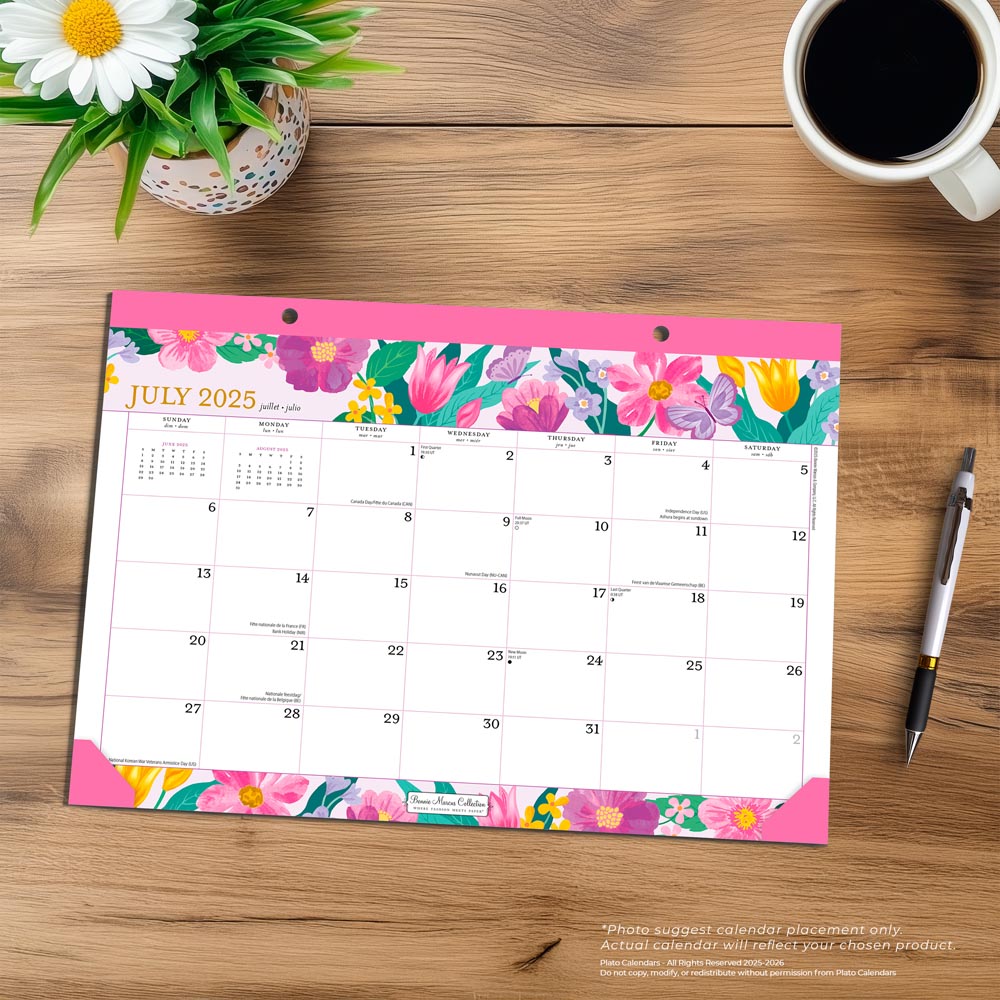 Bonnie Marcus OFFICIAL | 2026 14 x 10 Inch 18 Months Monthly Desk Pad Calendar | July 2025 - December 2026 | Plato | Fashion Designer Stationery