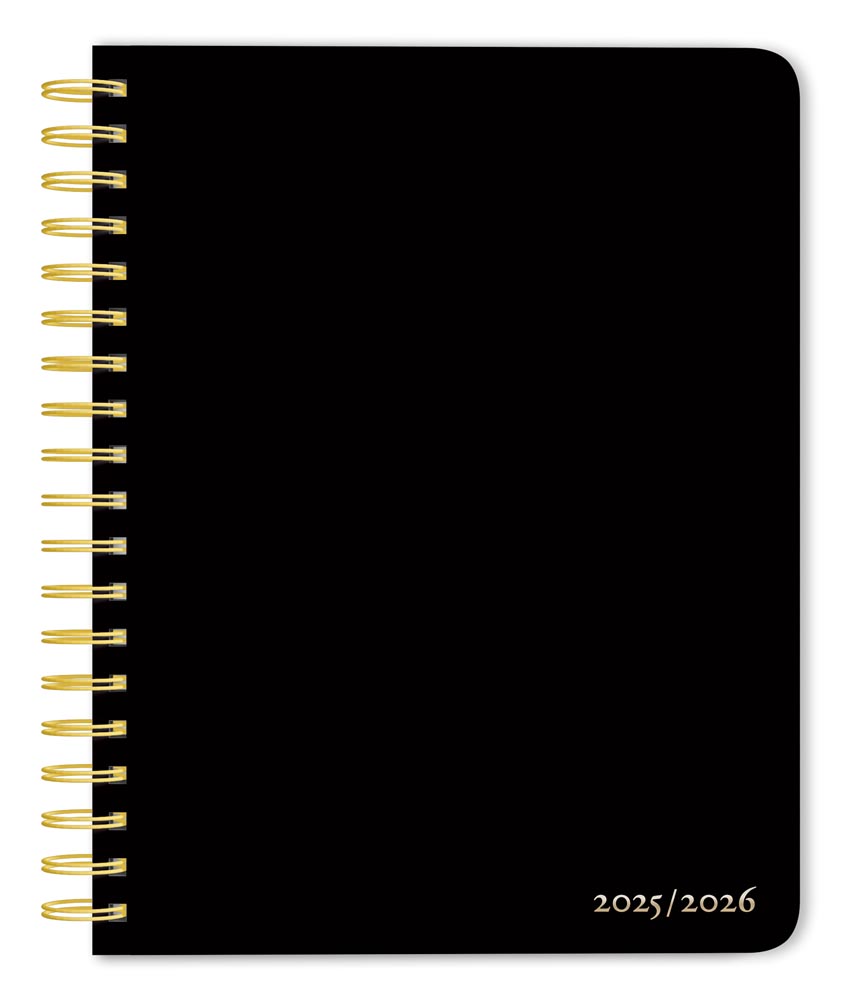 Black Solid | 2026 6 x 7.75 Inch 18 Months Weekly Desk Planner | Foil Stamped Cover | July 2025 - December 2026 | Plato | Planning Stationery