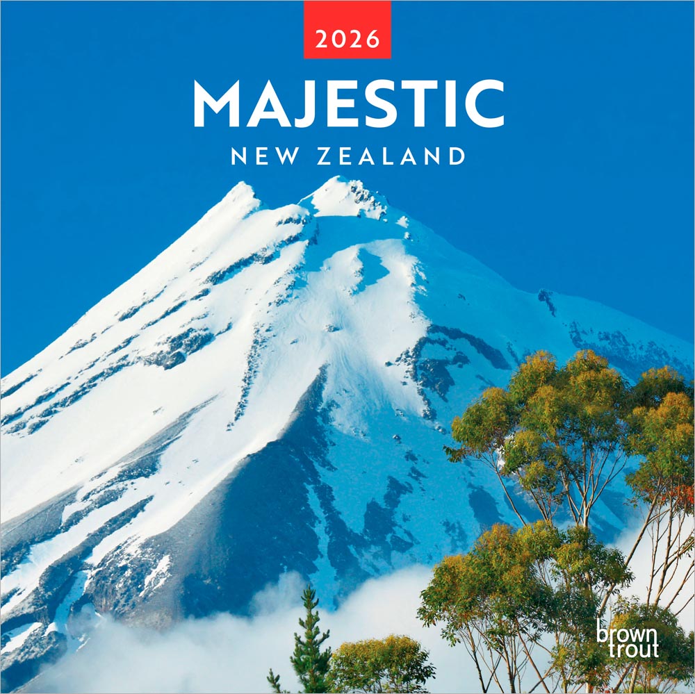 Majestic New Zealand | 2026 12 x 24 Inch (Hanging) Monthly Square Wall Calendar | Plastic-Free | BrownTrout | Travel Scenic Oceania Photography