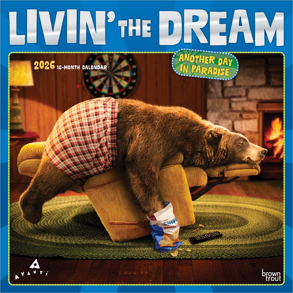 Avanti Livin' the Dream OFFICIAL | 2026 12 x 24 Inch (Hanging) Monthly Square Wall Calendar | Foil Stamped Cover | Plastic-Free | BrownTrout | Motivation Inspiration Funny
