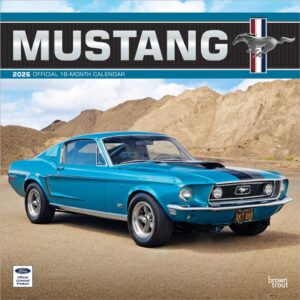 Ford Mustang OFFICIAL | 2026 12 x 24 Inch (Hanging) Monthly Square Wall Calendar | Foil Stamped Cover | Plastic-Free | BrownTrout | Motor Muscle Car