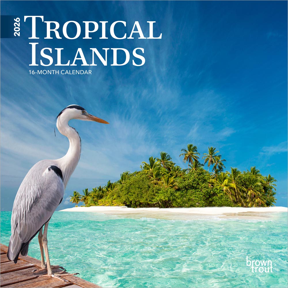 Tropical Islands | 2026 7 x 14 Inch (Hanging) Monthly Mini Wall Calendar | BrownTrout | Scenic Travel Photography