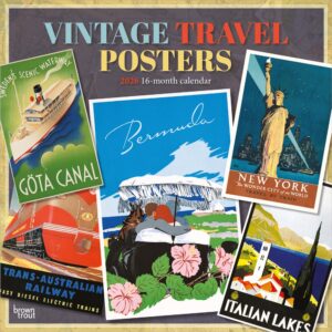 Vintage Travel Posters | 2026 12 x 24 Inch (Hanging) Monthly Square Wall Calendar | Plastic-Free | BrownTrout | Art Railways Illustrations