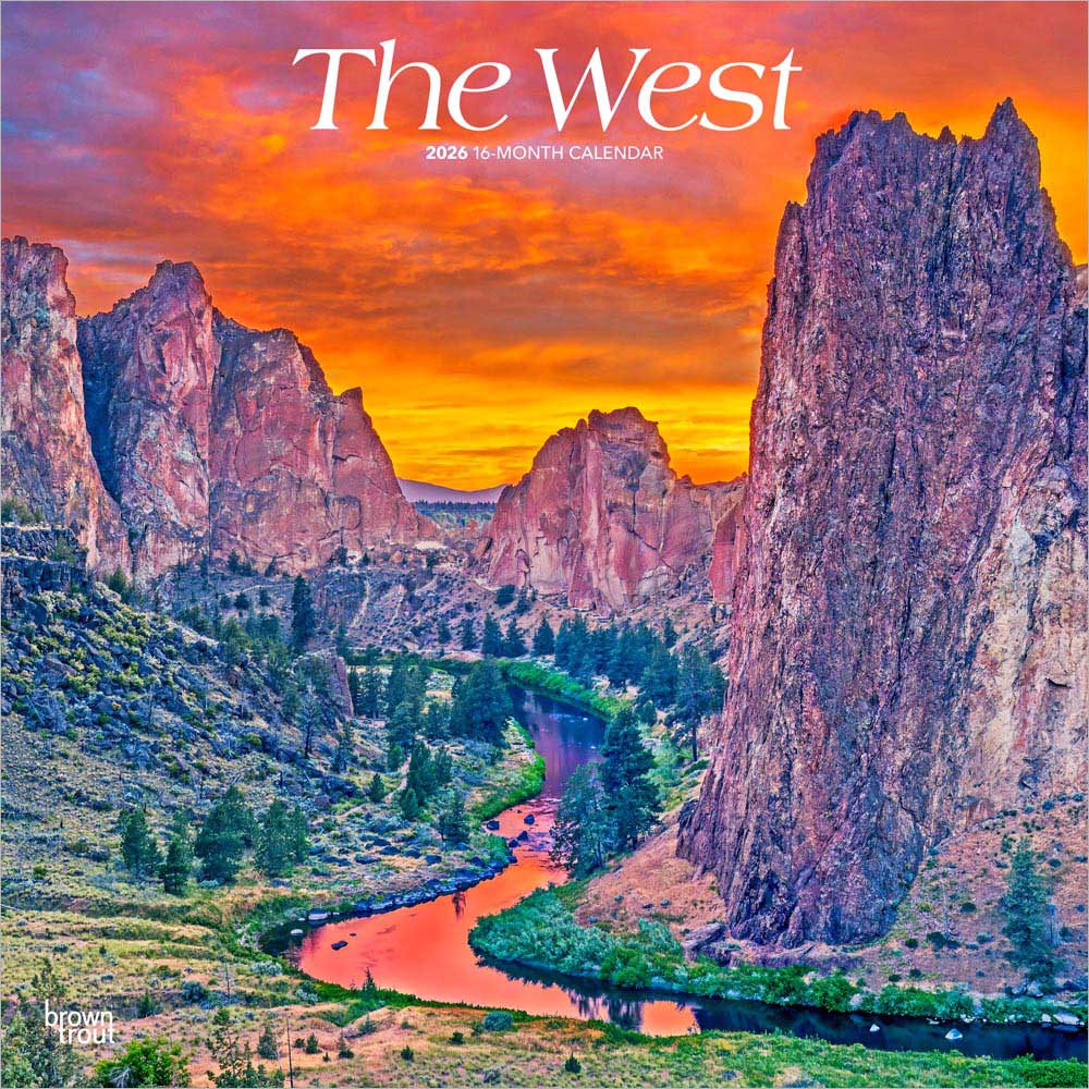 The West | 2026 12 x 24 Inch (Hanging) Monthly Square Wall Calendar | Plastic-Free | BrownTrout | USA United States of America Scenic Nature