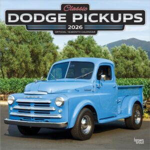 Classic Dodge Pickups OFFICIAL | 2026 12 x 24 Inch (Hanging) Monthly Square Wall Calendar | Foil Stamped Cover | Plastic-Free | BrownTrout | Truck Motor