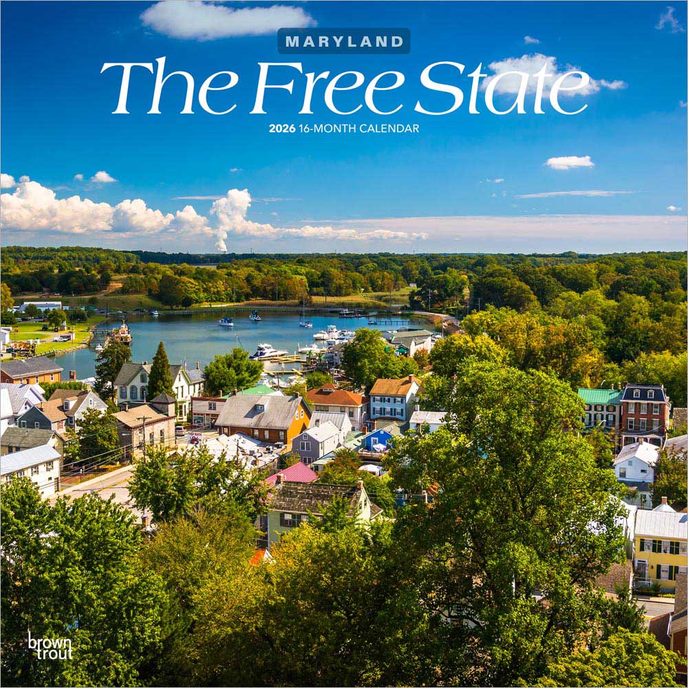 The Free State | Maryland Places | 2026 12 x 24 Inch (Hanging) Monthly Square Wall Calendar | Plastic-Free | BrownTrout | USA United States of America Southeast State Nature