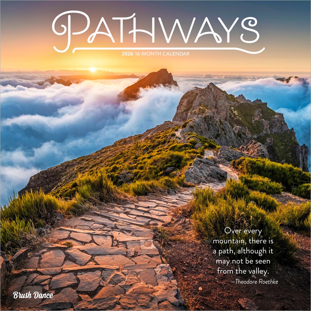 Pathways | 2026 12 x 24 Inch (Hanging) Monthly Square Wall Calendar | Plastic-Free | Brush Dance | Photography Journey Scenic Nature