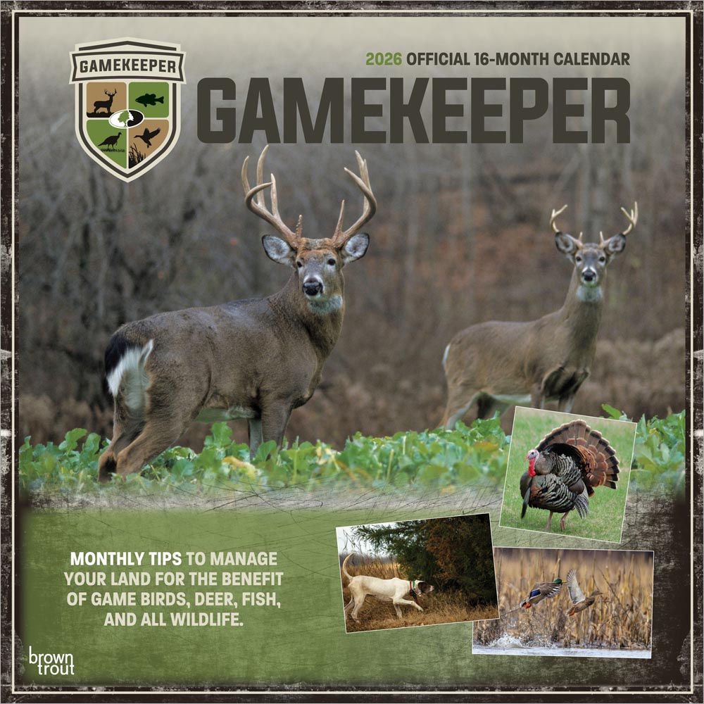 Mossy Oak Gamekeeper OFFICIAL | 2026 12 x 24 Inch (Hanging) Monthly Square Wall Calendar | Plastic-Free | BrownTrout | Camouflage Clothing Hunting