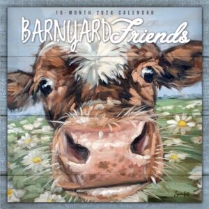 Barnyard Friends | 2026 12 x 24 Inch (Hanging) Monthly Square Wall Calendar | Featuring the Artwork of Molly Strong | Plastic-Free | Hopper Studios | Rural Country Art