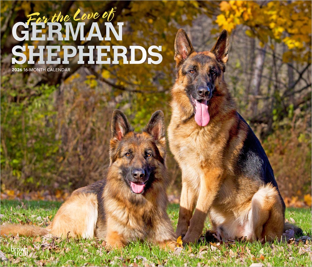 For the Love of German Shepherds | 2026 14 x 24 Inch (Hanging) Monthly Deluxe Wall Calendar | Foil Stamped Cover | Plastic-Free | BrownTrout | Animal Dog Breeds