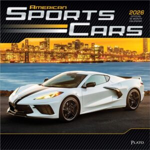 American Sports Cars OFFICIAL | 2026 12 x 24 Inch (Hanging) Monthly Square Wall Calendar | Foil Stamped Cover | Plato | Racing Automotive
