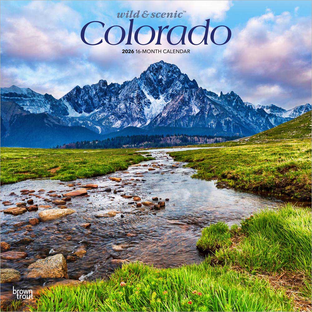 Colorado Wild & Scenic | 2026 12 x 24 Inch (Hanging) Monthly Square Wall Calendar | Plastic-Free | BrownTrout | USA United States of America Rocky Mountain State Nature