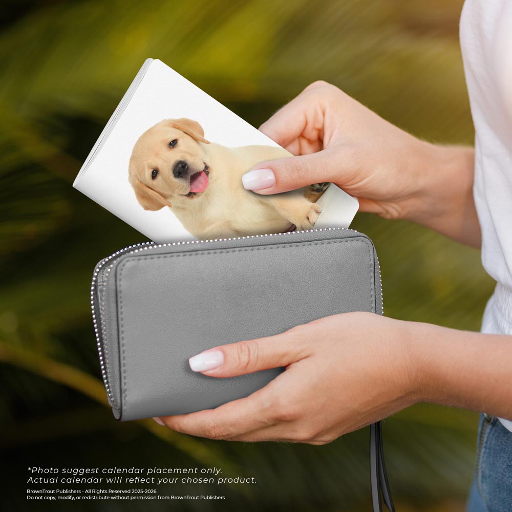 I Love Puppies | 2026-2027 3.5 x 6.5 Inch Two Year Monthly Pocket Planner Calendar | BrownTrout | Animals Dog Breeds Puppy